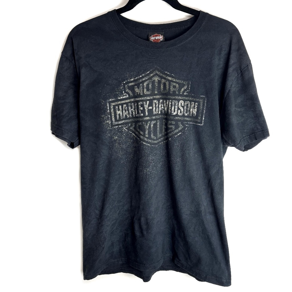 [ Harley-Davidson ] Vintage T-Shirt Juneau Ave Milwaukee WI Black Distressed M